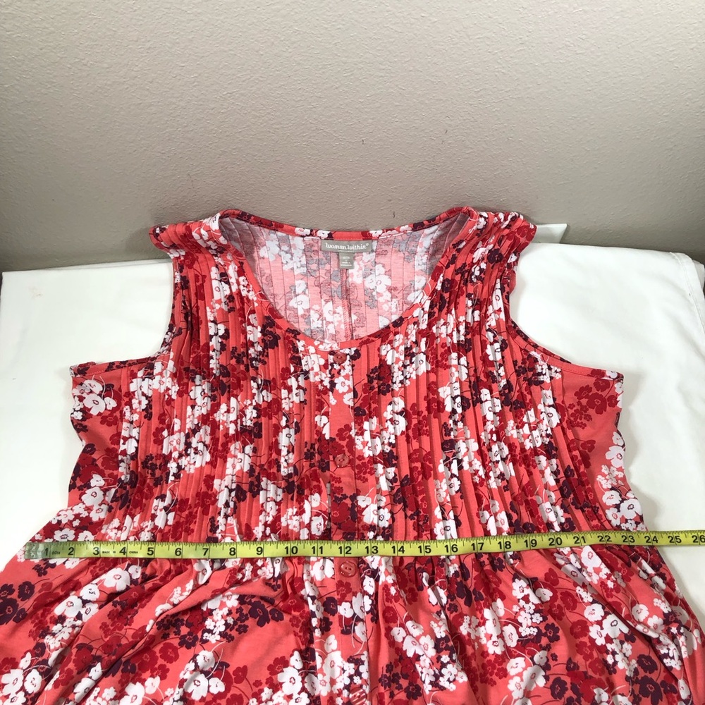 Woman Within Poly Rayon Colorful Floral Pleated Sleeveless Pull On Dress L 18/20 - Picture 13 of 15